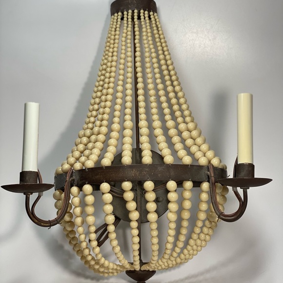 MCM Luxe Iron Beaded Wall Sconce 19 in Romantic Old World Set of 2 - Picture 2 of 11